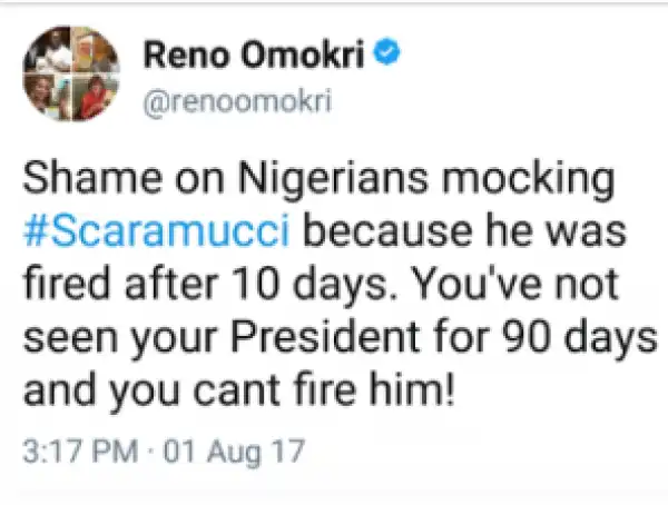 Lol!! Checkout This Tweets Between Reno Omokri And A Twitter User